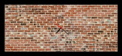 Obraz s hodinami 1D panorama - 120 x 50 cm F_AB434149038 - Panoramic rugged old red brown bricks wall. texture background