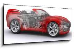 Obraz s hodinami   3D rendered Concepts Sports Car, 120 x 50 cm