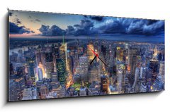 Obraz s hodinami 1D panorama - 120 x 50 cm F_AB43839056 - New York by night. - New York v noci.