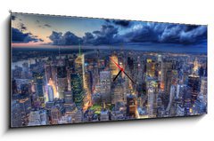 Obraz s hodinami   New York by night., 120 x 50 cm