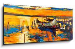 Obraz s hodinami 1D panorama - 120 x 50 cm F_AB43858838 - Oil painting