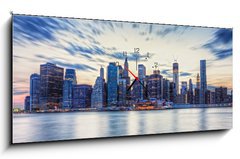 Obraz s hodinami 1D panorama - 120 x 50 cm F_AB43871513 - Skyline de New York en fin de journée. - Skyline de New York a fin de journée.