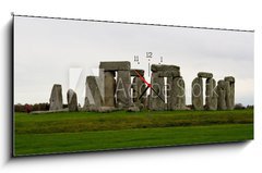 Obraz s hodinami 1D panorama - 120 x 50 cm F_AB4396860 - Stonehedge in autumn