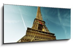 Obraz s hodinami 1D panorama - 120 x 50 cm F_AB44011733 - Eiffel Tower, Paris, France