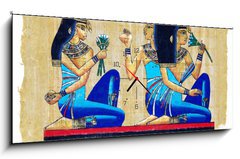 Obraz s hodinami   egyptian papyus, 120 x 50 cm