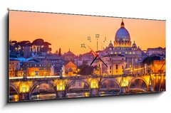 Obraz s hodinami 1D panorama - 120 x 50 cm F_AB44298623 - St. Peter  s cathedral at night, Rome