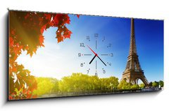 Obraz s hodinami 1D panorama - 120 x 50 cm F_AB44409283 - color of  autumn in Paris