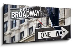 Obraz s hodinami 1D panorama - 120 x 50 cm F_AB44492222 - Panneau Broadway New-York - Panneau Broadway Nový