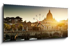 Obraz s hodinami 1D panorama - 120 x 50 cm F_AB44732029 - view on Tiber and St Peter Basilica