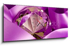 Obraz s hodinami 1D panorama - 120 x 50 cm F_AB4475326 - Diamond and Ribbon