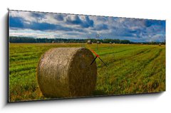 Obraz s hodinami 1D panorama - 120 x 50 cm F_AB44784749 - Bale of Straw