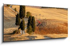 Obraz s hodinami 1D panorama - 120 x 50 cm F_AB44861103 - Tuscan countryside at sunset, near Pienza, Tuscany, Italy