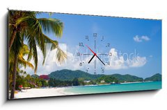 Obraz s hodinami 1D panorama - 120 x 50 cm F_AB44974964 - vacation on a seashore of perfect tropical island - dovolená na pobřeží perfektního tropického ostrova