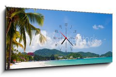 Obraz s hodinami   vacation on a seashore of perfect tropical island, 120 x 50 cm