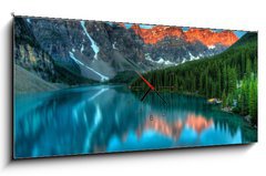 Obraz s hodinami 1D panorama - 120 x 50 cm F_AB45095927 - Moraine Lake Sunrise Colorful Landscape