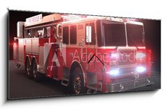 Obraz s hodinami 1D panorama - 120 x 50 cm F_AB45222176 - Fire truck with lights