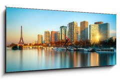 Obraz s hodinami 1D panorama - 120 x 50 cm F_AB45236411 - Paris Tour Eiffel skyline