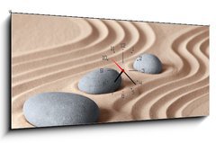 Obraz s hodinami 1D panorama - 120 x 50 cm F_AB45372209 - zen garden stones - zen zahradní kameny