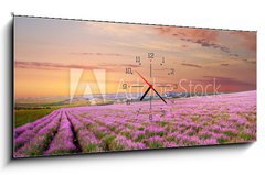 Obraz s hodinami 1D - 120 x 50 cm F_AB45630715 - Meadow of lavender