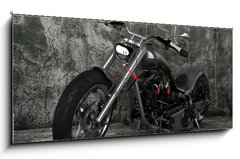 Obraz s hodinami   Custom Motorbike, 120 x 50 cm