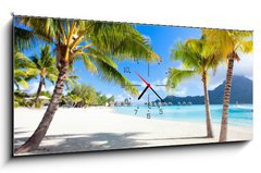 Obraz s hodinami 1D - 120 x 50 cm F_AB45867678 - Bora Bora beach