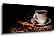 Obraz s hodinami   cup of cofee, 120 x 50 cm