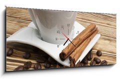 Obraz s hodinami 1D panorama - 120 x 50 cm F_AB46192971 - Coffee