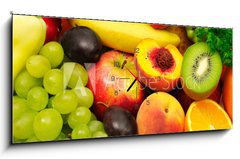 Obraz s hodinami   fruits and vegetables, 120 x 50 cm