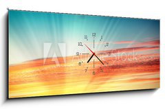 Obraz s hodinami   Sunset., 120 x 50 cm