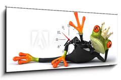 Obraz s hodinami 1D - 120 x 50 cm F_AB46492508 - Fun frog - Zbavn ba