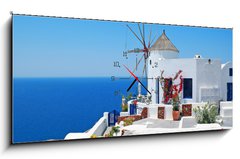 Obraz s hodinami   Traditional architecture of Oia village at Santorini island in G, 120 x 50 cm