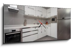 Obraz s hodinami 1D panorama - 120 x 50 cm F_AB47088193 - New modern kitchen - Nová moderní kuchyně