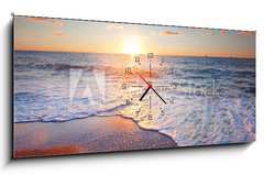 Obraz s hodinami 1D panorama - 120 x 50 cm F_AB47125419 - sunset and sea