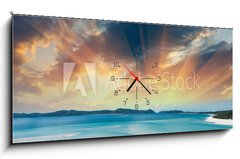 Obraz s hodinami 1D panorama - 120 x 50 cm F_AB47173000 - Wonderful colors of Whitsunday Islands on winter season, Austral - Kouzelné barvy ostrovů Whitsunday na zimní sezóně, Austral