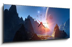 Obraz s hodinami 1D panorama - 120 x 50 cm F_AB47248856 - 3D Fantasy landscape - 3D krajina Fantasy