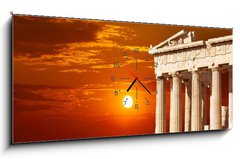Obraz s hodinami 1D panorama - 120 x 50 cm F_AB47255004 - Parthenon temple on the Athenian Acropolis, Greece