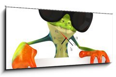 Obraz s hodinami 1D panorama - 120 x 50 cm F_AB47270390 - Green frog