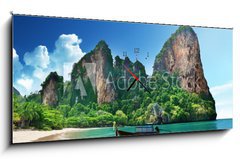 Obraz s hodinami 1D panorama - 120 x 50 cm F_AB47283075 - Railay beach in Krabi Thailand