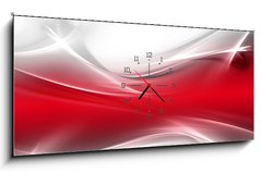 Obraz s hodinami 1D panorama - 120 x 50 cm F_AB47304678 - Abstract shine red fractal waves