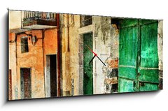 Obraz s hodinami 1D panorama - 120 x 50 cm F_AB47703584 - pictorial old streets of Italy