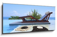 Obraz s hodinami 1D panorama - 120 x 50 cm F_AB47893385 - piscine yin yang