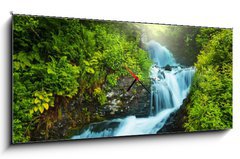 Obraz s hodinami 1D panorama - 120 x 50 cm F_AB48903421 - Creek in forest