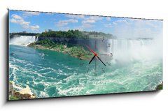 Obraz s hodinami 1D panorama - 120 x 50 cm F_AB49100962 - Niagara Falls aerial view