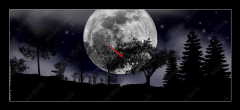 Obraz s hodinami 1D panorama - 120 x 50 cm F_AB492013525 - moon, tree and starry sky
