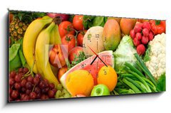 Obraz s hodinami 1D panorama - 120 x 50 cm F_AB4927653 - Vegetables and Fruits Arrangement
