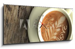 Obraz s hodinami 1D panorama - 120 x 50 cm F_AB49909695 - Taza de caf   con dibujo