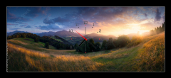 Obraz s hodinami 1D panorama - 120 x 50 cm F_AB503264919 - Sunset in Zazriva