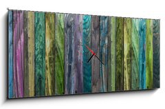 Obraz s hodinami 1D panorama - 120 x 50 cm F_AB50501872 - Panorama planches de bois multicolores