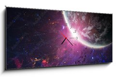 Obraz s hodinami 1D panorama - 120 x 50 cm F_AB50610051 - Beautiful space. Elements of this image furnished by NASA