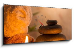 Obraz s hodinami 1D panorama - 120 x 50 cm F_AB51203705 - Spa still life with aromatic candles